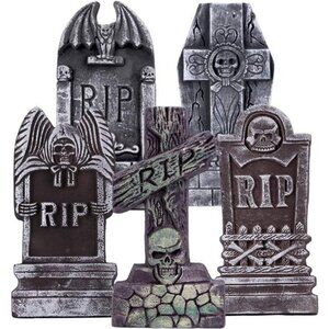 17” Halloween Foam RIP Graveyard Tombstones, 5 Pack Tombstone
